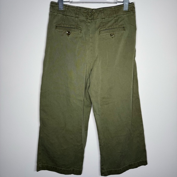 Anthropologie Maeve Green Wide Leg Cropped Pants | Utility Barrel Trouser 6 - Picture 2 of 10